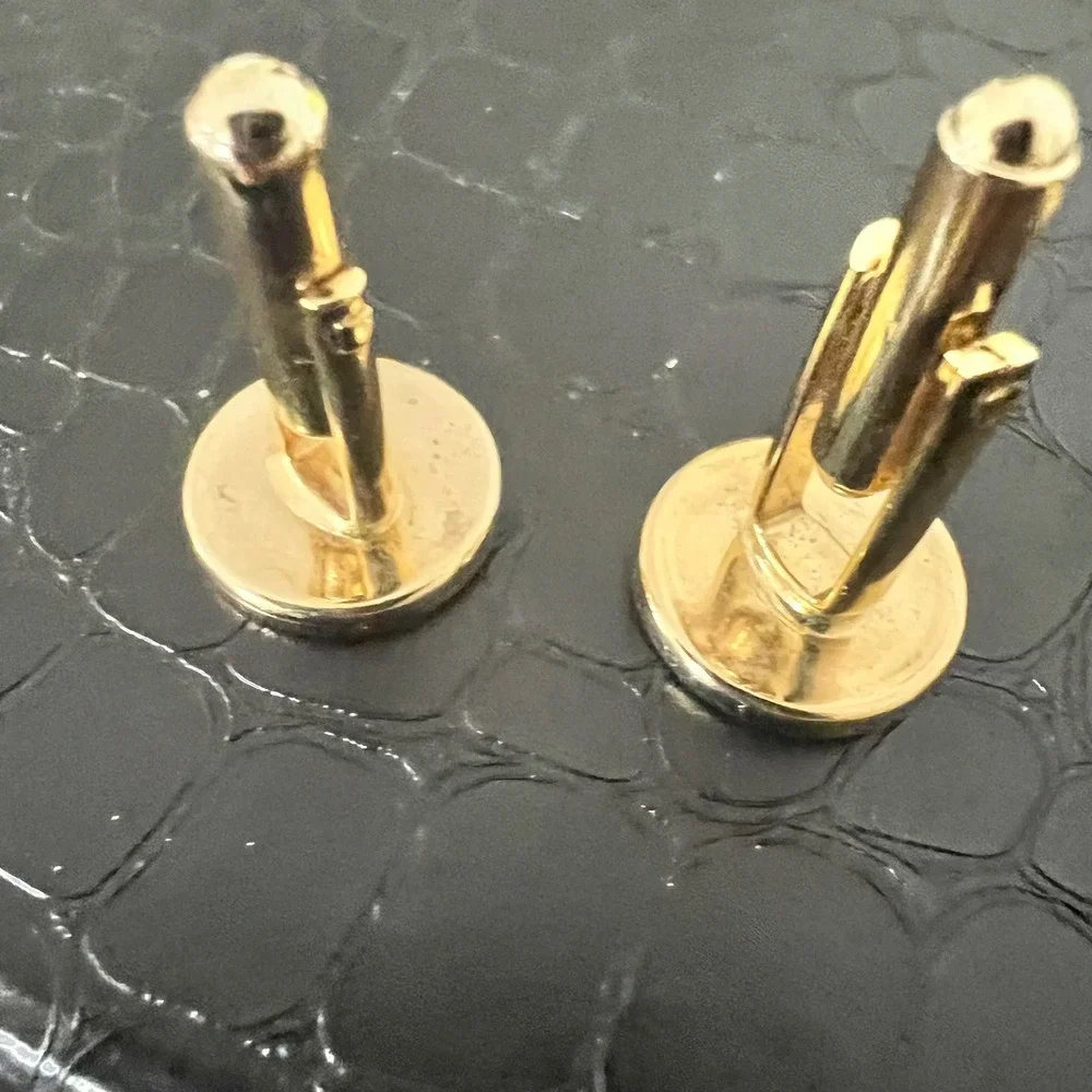 Vintage Gold Tone Tuxedo Black Enamel Cufflinks & Shirt Studs Set 6pc‎ Classic